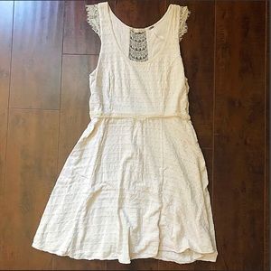 FREE PEOPLE cream Dress with lace panel details